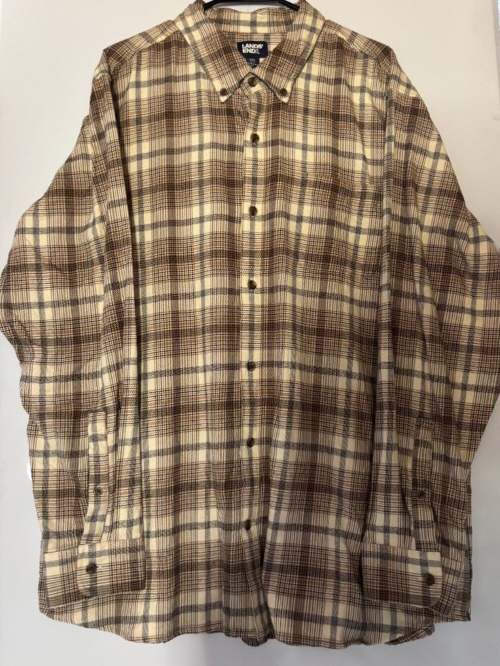 Lands' End Men’s Plaid Flannel Button Down Shirt Size XXL